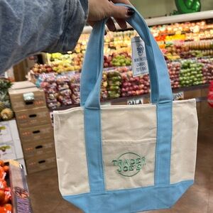 Limited edition Mini Trader Joe’s bag Blue and Cream Canvas Tote Bag